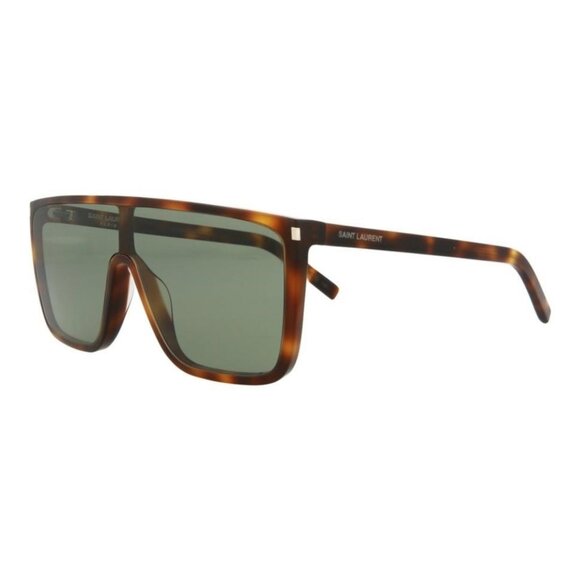 Saint Laurent Womens Shield/Wrap Havana Havana Green Fashion Designer Eyewear - Picture 1 of 4